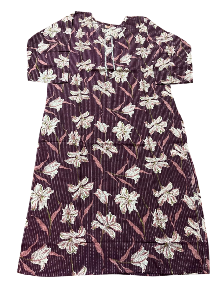 Women's Cotton Kurti Purple Floral Print