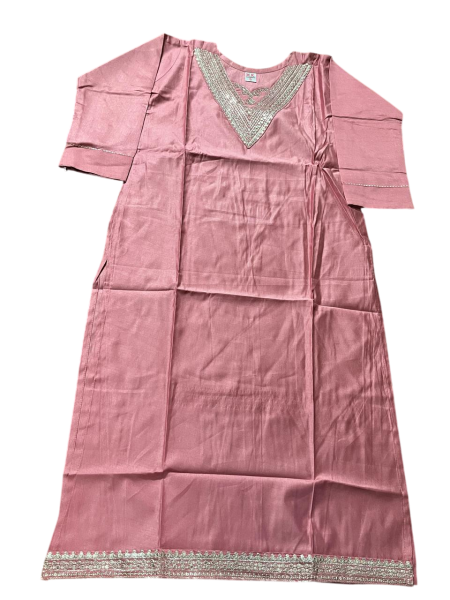 Women's Pink Embellished Kurta Palazzo Set with Dupatta, Silver Sequin Work, 3 Piece Traditional Ethnic Wear