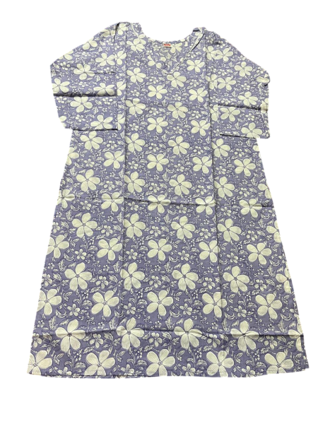 Women's Cotton Floral Print Kurti, Purple and White